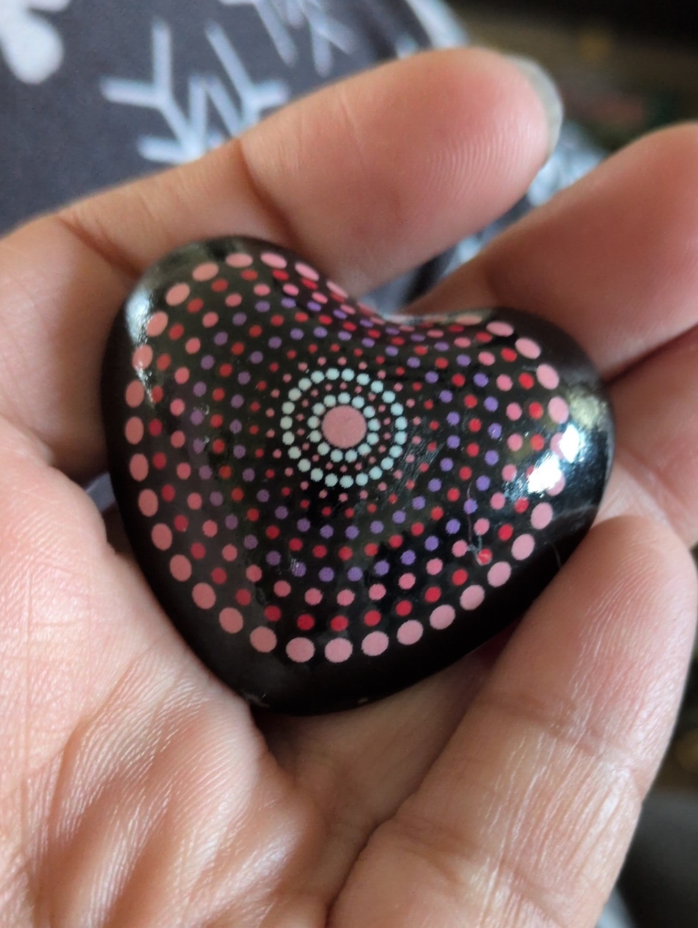 Mandala Chime Heart Meditation Worry Stone Multi Black